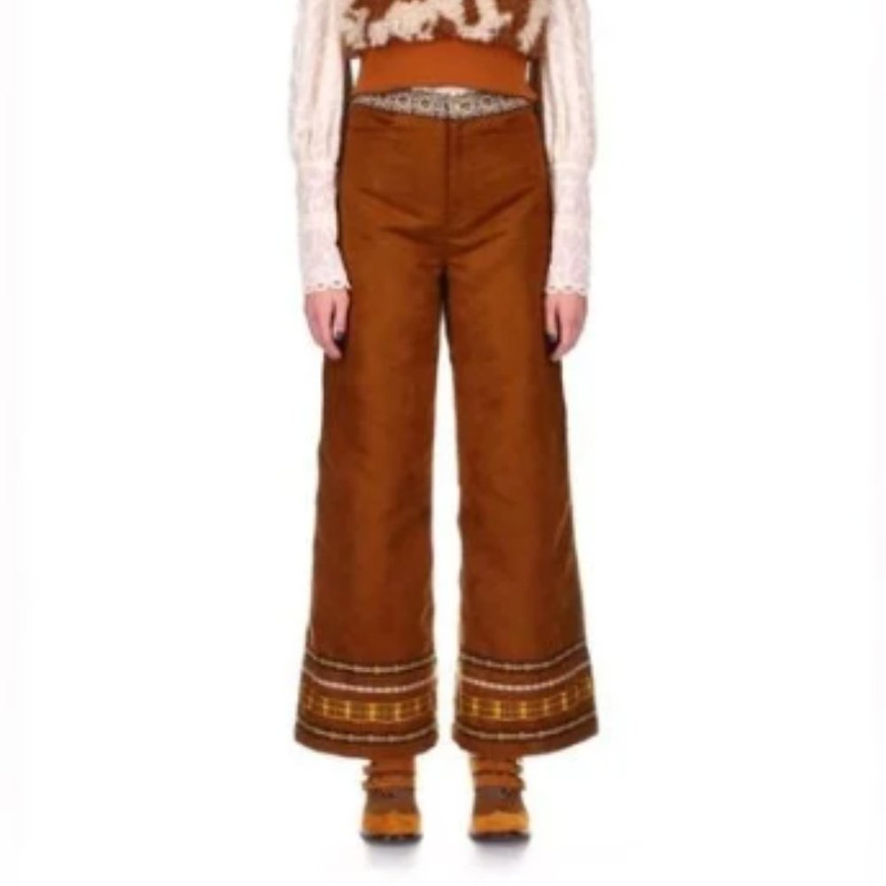 Brown Suede Wide-Leg Pants Size 4